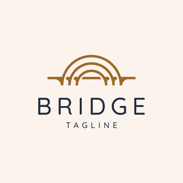 Bridge Logo Vector Icon Illustration Line Outline Monoline
