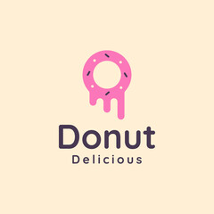 donut doughnut with icon logo design in modern trendy cartoon.
