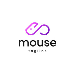 mouse line outline logo vector.
