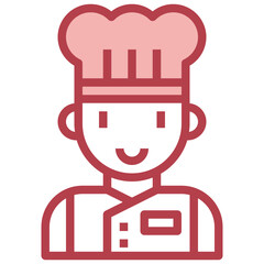 CHEF red line icon,linear,outline,graphic,illustration