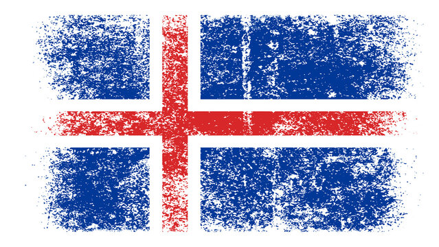 Iceland Flag Distressed Grunge Vintage Retro. Isolated on White Background