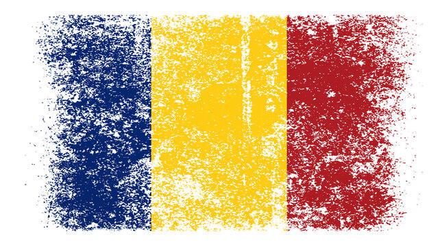 Romania Flag Distressed Grunge Vintage Retro. Isolated on White Background