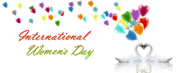 International Women's Day. Decoration with beautiful balloons