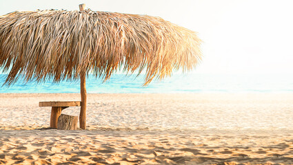 palapa sun roof beach umbrella in caribbean