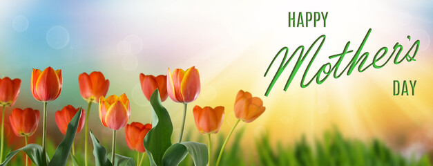 Mother's day greeting card with flowers and a greeting inscription