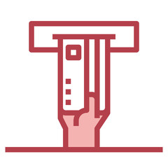 ATM red line icon,linear,outline,graphic,illustration