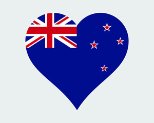 New Zealand Heart Flag. Kiwi Love Shape Country Nation National Flag. New Zealander Banner Icon Sign Symbol. EPS Vector Illustration.