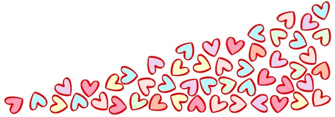 Illustration pastel hearts on white background