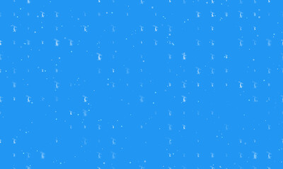 Seamless background pattern of evenly spaced white freestyle skiing symbols of different sizes and opacity. Vector illustration on blue background with stars