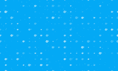 Fototapeta premium Seamless background pattern of evenly spaced white digital tech symbols of different sizes and opacity. Vector illustration on light blue background with stars