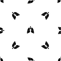 Fototapeta na wymiar Seamless pattern of repeated black lungs symbols. Elements are evenly spaced and some are rotated. Vector illustration on white background