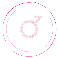 The demiboy symbol filled with pink dots. Pointillism style. Vector illustration on white background