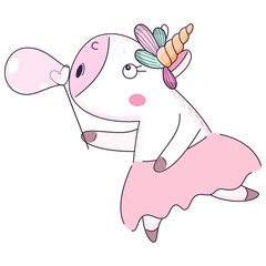 Cute cartoon magic unicorn for kids. Vector illustration.