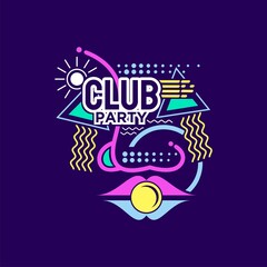 Club party vector design vintage color for tshirt design or other graphic element