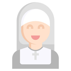 NUN flat icon,linear,outline,graphic,illustration