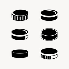 Hockey pucks icon set. Hockey puck vector icon