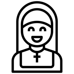NUN line icon,linear,outline,graphic,illustration