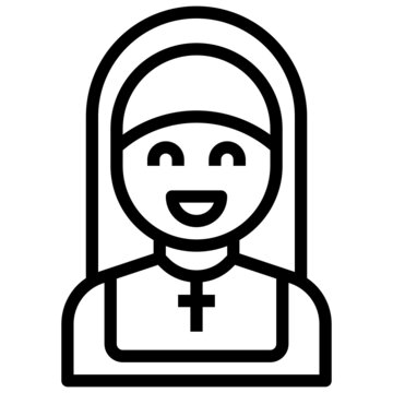 recommend clip art: NUN line icon,linear,outline,graphic,illustration