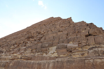 Egypt. Giza. Limestone blocks of the pyramid. Close-up.
