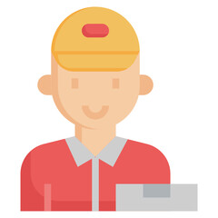 DELIVERY MAN flat icon,linear,outline,graphic,illustration