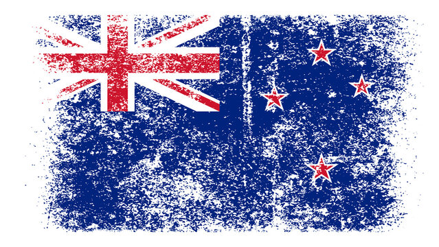 New Zealand Flag Distressed Grunge Vintage Retro. Isolated on White Background