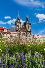 Towers of Church Of Our Lady Before Tyn In Old Town Square in Prague