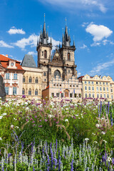 Towers of Church Of Our Lady Before Tyn In Old Town Square in Prague