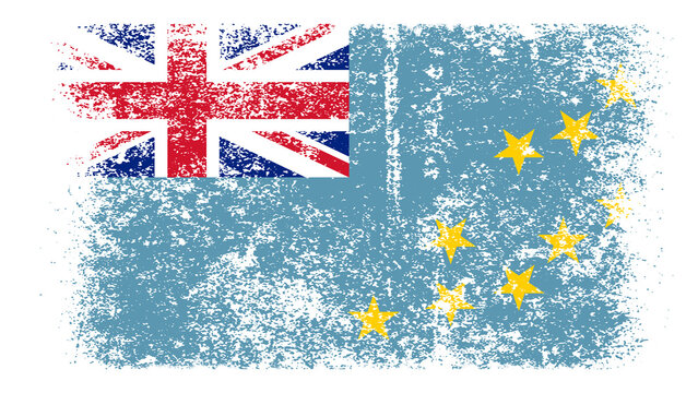 Tuvalu Flag Distressed Grunge Vintage Retro. Isolated on White Background