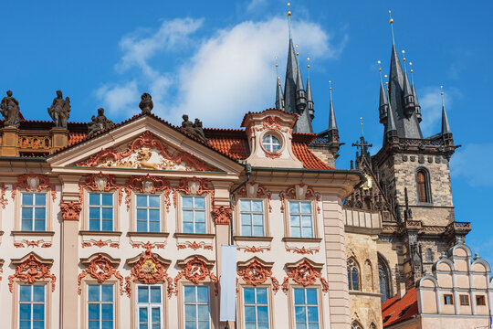 Kinsky palace on Old town square in Stare Mesto, Prague, Czech Republic