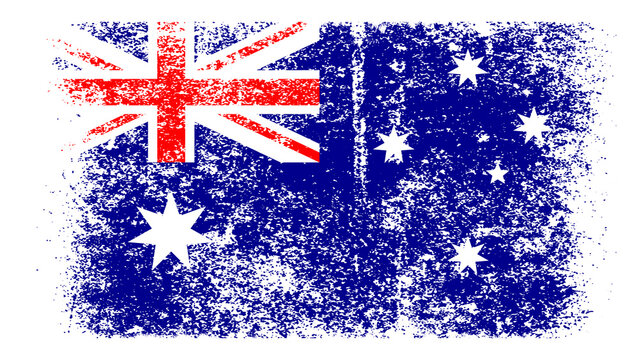 Australia Flag Distressed Grunge Vintage Retro. Isolated on White Background