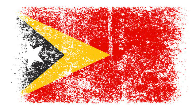 East Timor Flag Distressed Grunge Vintage Retro. Isolated on White Background