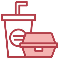 LUNCH BOX red line icon,linear,outline,graphic,illustration
