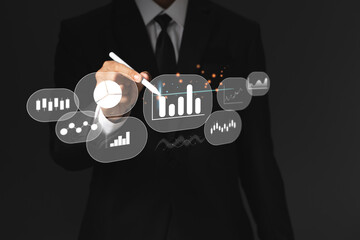 business intelligence concept and Big data analytics with chart and graph icons