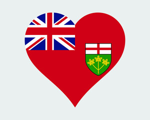 Ontario Canada Heart Flag. ON Canadian Love Shape Province Flag. Ontarian Banner Icon Sign Symbol Clipart. EPS Vector Illustration.