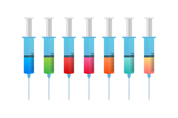 Medical syringe pattern. The injection syringe. Vector stock illustration.