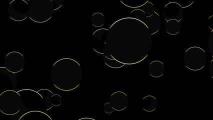 Mixed size gold edge glow of bubble (3D Rendering)