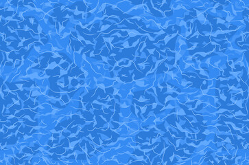 Fototapeta na wymiar Water blue color seamless background in top view. Cartoon texture of water surface with waves and reflections, aquatic environment wallpaper, swimming pool. Vector illustration