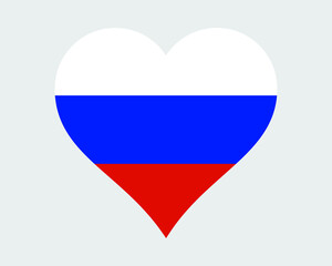 Russia Heart Flag. Russian Love Shape Country Nation National Flag. Russian Federation Banner Icon Sign Symbol. EPS Vector Illustration.