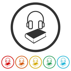 Audio book ring icon, color set