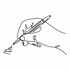 Vector illustration of a hand holding a pen