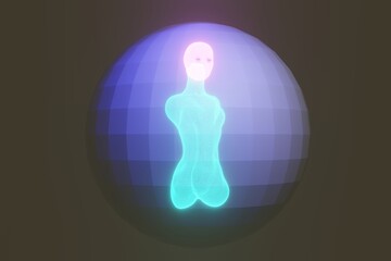Female robot torso. 3d illustration.