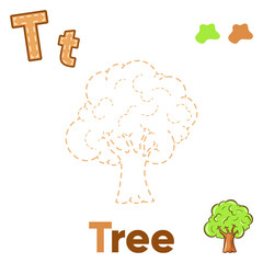 Alphabet Trace and color tree for letter T