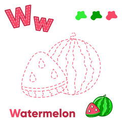 Alphabet Trace and color watermelon for letter W