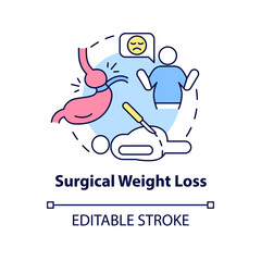 Surgical weight loss concept icon. Bariatric surgery. Service of medical center abstract idea thin line illustration. Isolated outline drawing. Editable stroke. Arial, Myriad Pro-Bold fonts used