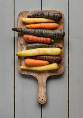 carrots - colorful on a wooden background