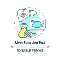 Liver function test concept icon. Laboratory procedure. Diagnostic service abstract idea thin line illustration. Isolated outline drawing. Editable stroke. Arial, Myriad Pro-Bold fonts used