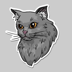 Cat sticker vector illustration isolated on white background