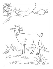 GoatColoring Page for kids. Goatcoloring book for relax and meditation.