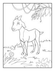 Fototapeta na wymiar GoatColoring Page for kids. Goatcoloring book for relax and meditation.GoatColoring Page for kids. Goatcoloring book for relax and meditation.