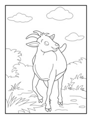GoatColoring Page for kids. Goatcoloring book for relax and meditation.